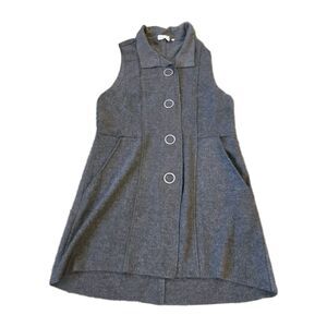 HABITAT SzS Midi Lagenlook Snap Button Pockets Minimalist Gray Tunic Vest Jacket